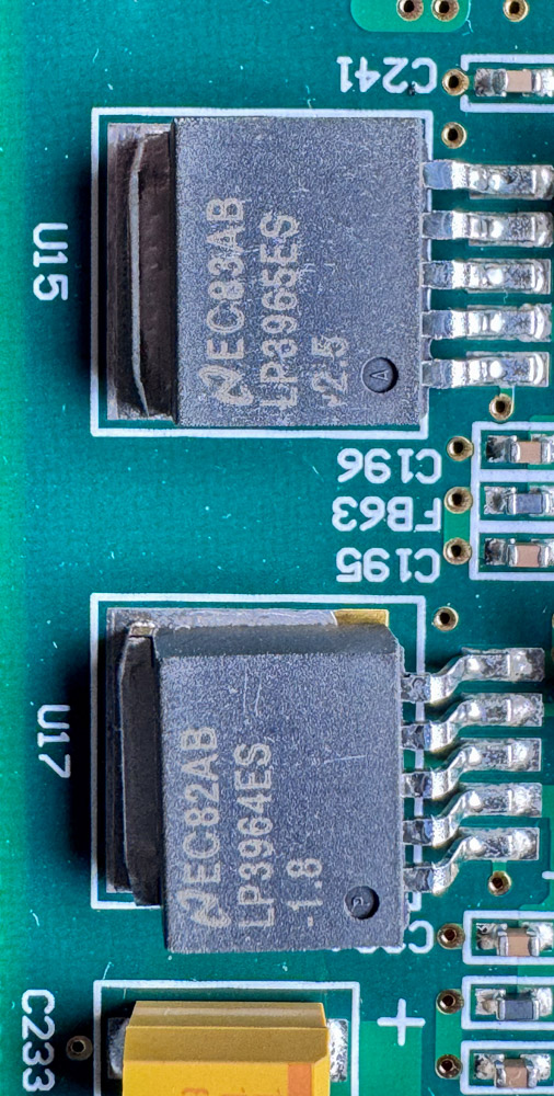 LP3965 and LP3964 regulators at U15 and U17